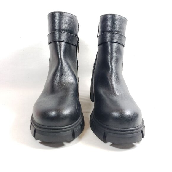 Guess Womens Black Chunky Heel Ankle Boots 10 All Man-Made Materials Rugged Sole - Picture 9 of 11